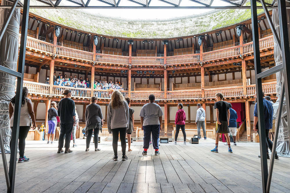 Students in Globe Theater