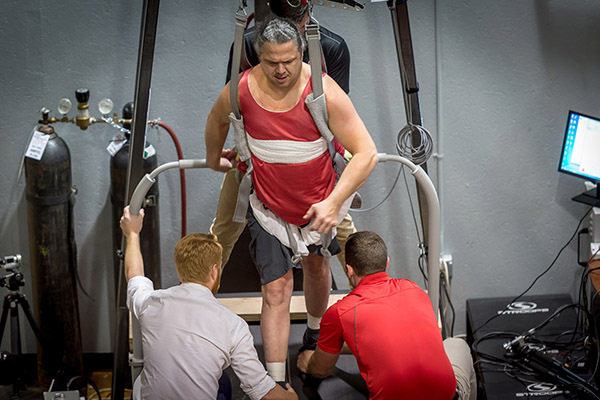 Aaron Wolfe participates in a rehab study.