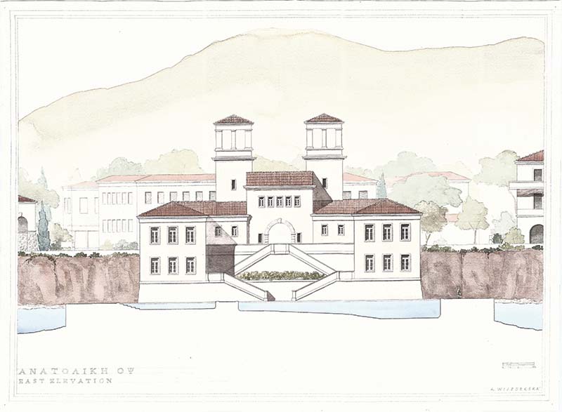 Architectural sketch of a public pool
